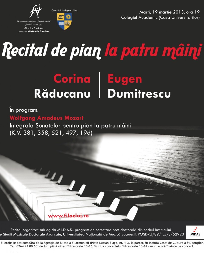 Recital de pian la patru maini-19 martie 2013
