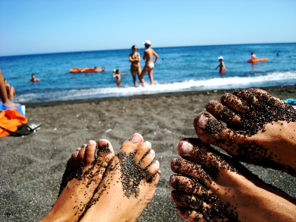 Black Sand Beach In Santorini!