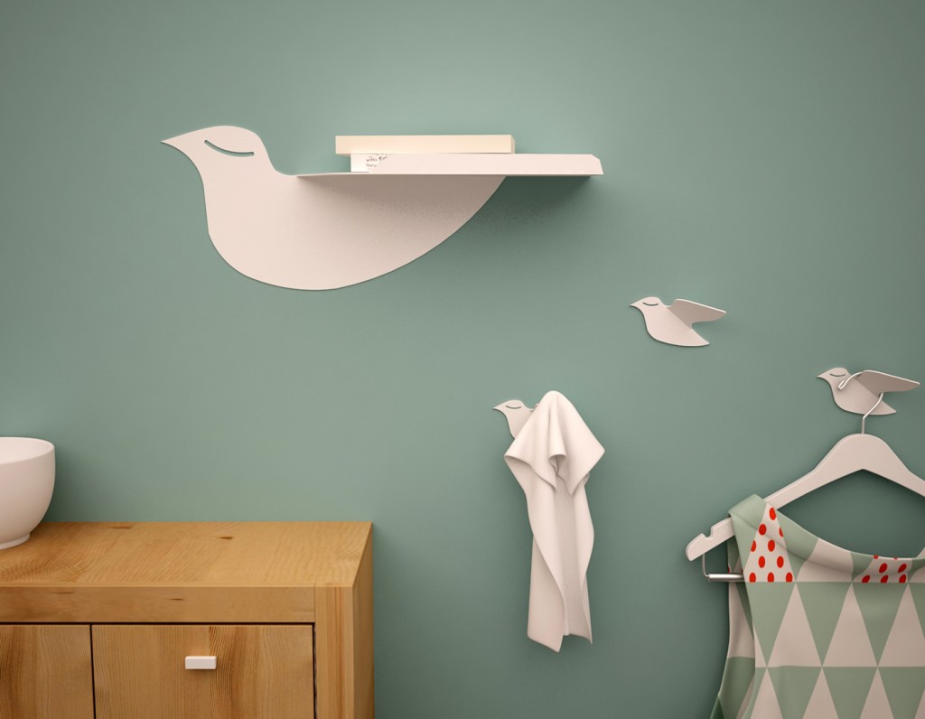 Raft si cuiere Porumbel, din metal - design Cai verzi pe pereti