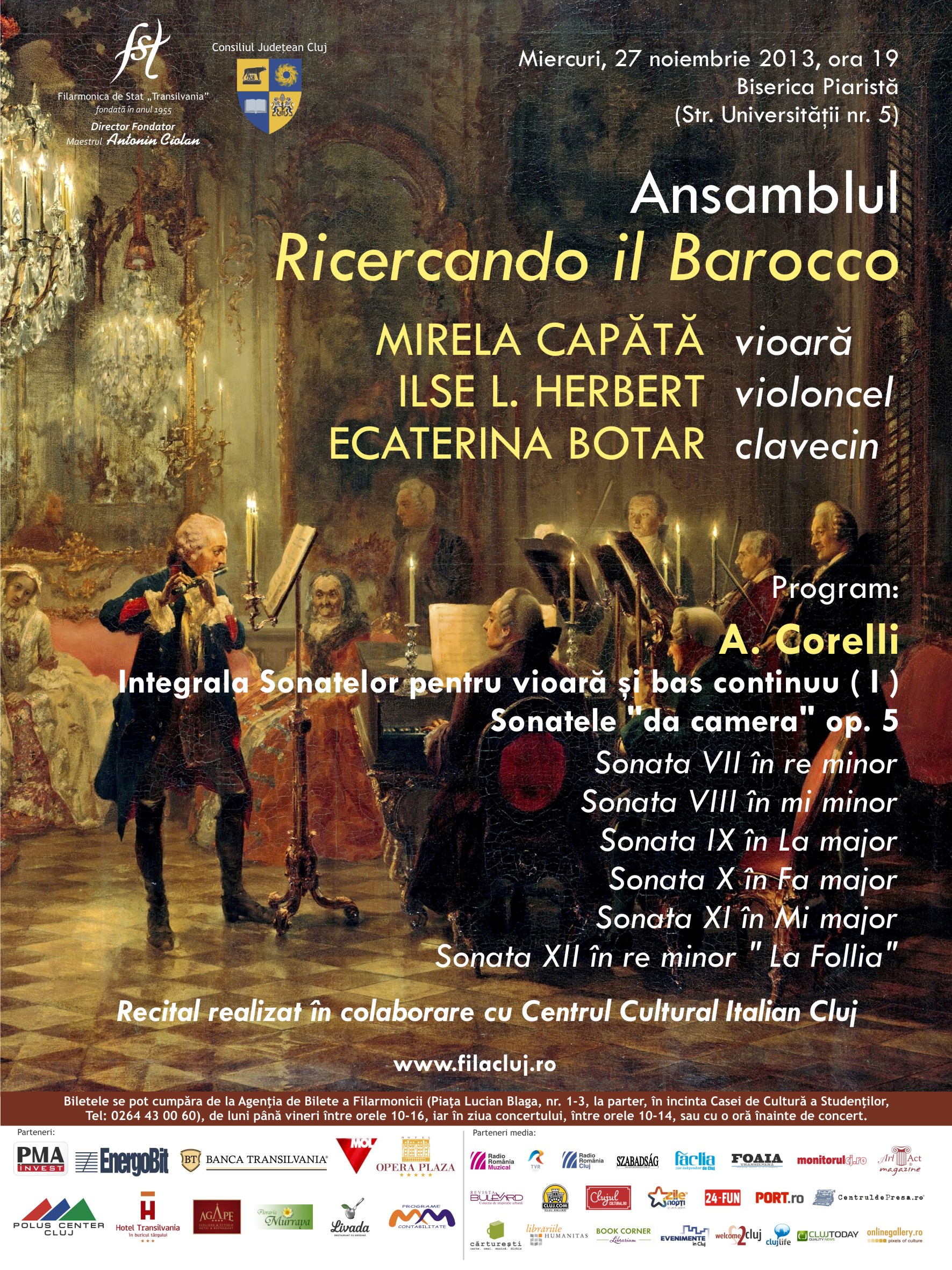 Sonatele lui A.Corelli cu Ricercando il Barocco- 27 nov