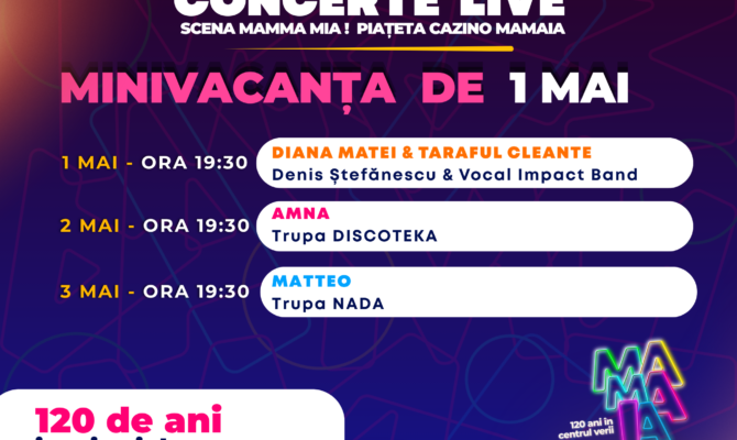 Minivacanța de 1 Mai - Program Piațeta Cazino